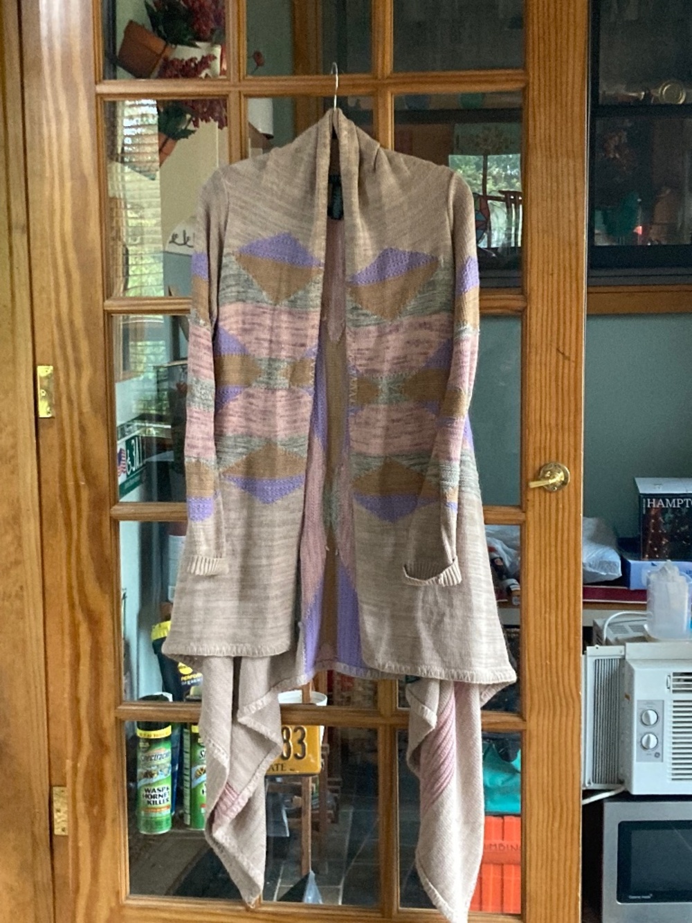 Ralph Lauren Taupe Southwestern Draped Cardigan